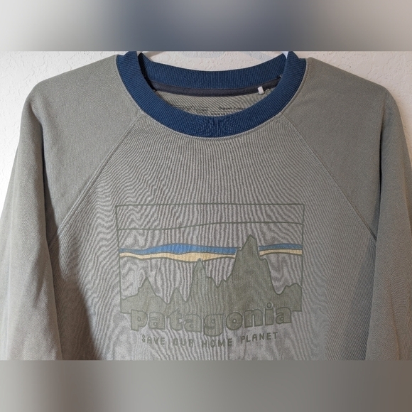 Patagonia Sage Green Men's '73 Skyline Organic Cotton Crewneck Sweatshirt - Picture 7 of 14